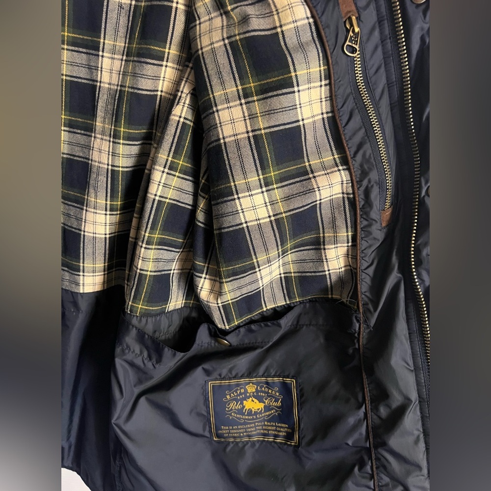 Polo Ralph Lauren Quilted Suede Patch Shooting Hunting Field Barn Jacket Blue- S - Picture 13 of 15